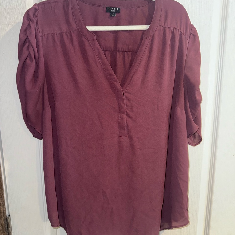 Torrid 2 Rich Burgundy Blouse